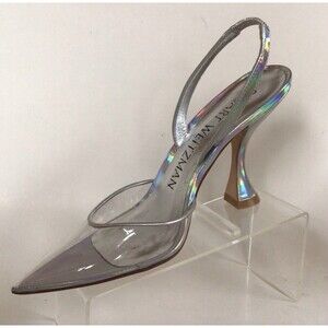 NEW STUART WEITZMAN Xcurve 100 Pointed Toe Clear PVC Slingback Pumps (Size 5.5 B